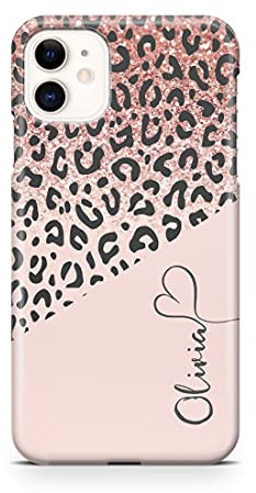 iCaseDesigner Personalised Animal Print Custom Name Phone Case Compatible with iPhone 11 Pro Max. 5. Leopard Print Pink Sparkle Fade