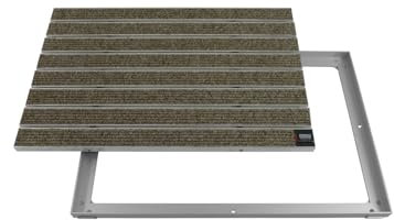 EMCO Eingangsmatte DIPLOMAT Large Rips sand 22mm + ALU Rahmen Fußmatte Schmutzfangmatte Fußabtreter Antirutschmatte, Größe:75x50cm