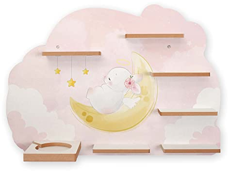 Regal „Dreaming Bunny“ geeignet für Toniebox und Tonies inkl. 40 Metallplättchen für Flexible Befestigung der Tonie Figuren (Dreaming Bunny)