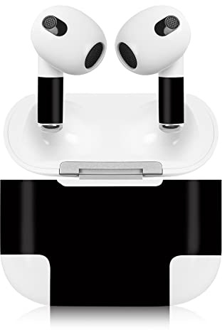 Finest Folia Aufkleber Set kompatibel mit Apple AirPod 3 kabellose Bluetooth Kopfhörer und Ladecase Vinyl Folie Skin Design Cover passgenau R189 (3. Generation, 21 Schwarz matt)
