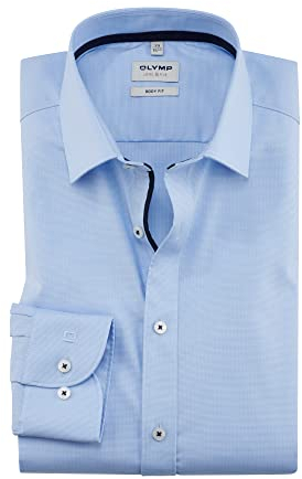 OLYMP Herren Businesshemd Langarm Level.Five.Body.fit,Einfarbig,Body fit,New York Kent-2,bleu 11,39