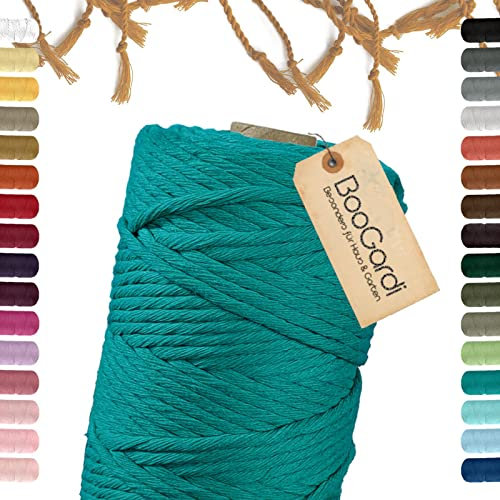 BooGardi Makramee Garn · viele Farben · Türkis 5mm x 100m · 3mm oder 5mm · Wollgarn · kreatives knüpfen weben Stricken · DIY Boho Garn