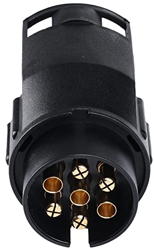 Kundorf Adaptador para remolque, adaptador de 7 polos a 13 pines, enganche de remolque de coche de 7 pines a 13 pines para coches, autocaravanas, coches, caravanas, barcos (adaptador de remolque)