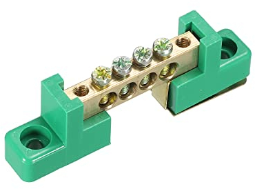 sourcing map Klemme Erdungsleiste Bodensperre Messing 4 Position für Stromverteilung Grün