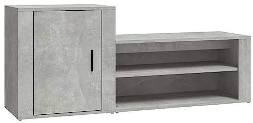 vidaXL Shoe Cabinet with 2 Compartments - Engineered Wood - Concrete Grey - Easy Assembly - Versatile Use - Modern Style