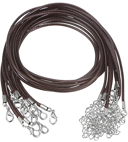 sourcing map 10pcs Waxed Necklace Cord Bulk, 16 Inches and 2mm Dia Necklace String Rope with Clasp for Pendants, Bracelets, Necklaces, Jewelry Making Beading Supplies, Dark Brown
