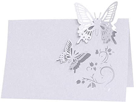 ISAKEN 50 Pezzi Farfalla Segnaposti Segnabicchiere di Festa Nuziale Segnaposto Matrimonio Segnaposto Farfalle Cartellino per Matrimonio Compleanno Nascita Laurea Festa Natale