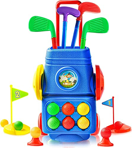 Golf Set for Toddler, Kids Golf Clubs, Kids Golf Set with 4 Colorful Golf Sticks 6 Balls 2 Practice Holes Indoor & Outdoor Toys for Toddlers Boys Girls 3 4 5 6 Years Old