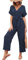 KBRPEY Tute da Donna Monopezzi e Tutine Lunghe Maniche Corte con Scollo a V Salopette a Gamba Larga Estive Elegante Pantaloni Tinta Unita Jumpsuit con Cintura
