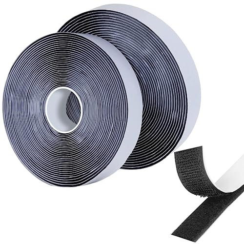 DADAPANGHU 8M Biadesivo, Nastro Adesivo a Strappo, Feltro Adesivo Forte Tessuto, Strisce Laccio Adesivo, Hook Loop Autoadesivo, per Zanzariera, Portafoto, Lavori Manuali e DIY, Nero