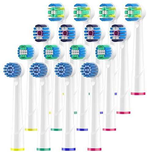 Wardimark Aufsteckbürsten Kompatibel mit Braun Oral b Elektrische Zahnbürste, Präzisions-Ersatz-Zahnbürstenkopf Enthält 4 Verschiedene Typen (16 Weiß, 16 stück (1er Pack))