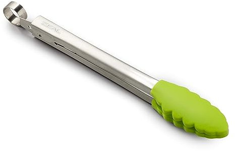 Zeal Silicone Non-Stick Kitchen Cooking Tongs with Stainless Steel Handle – Perfect for Cooking, Grilling, BBQ, Serving, and More 26cm - Heat-Resistant, BPA-Free, and Easy-to-Clean, Neon Lime Green