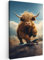 MuchoWow© Bild auf Leinwand Groß 80x120 cm XXL Schlafzimmer Bilder Wand Deko Wohnzimmer Modern Wanddeko Bilderwand Geschenk Schottische Hochlandrind - Kuh - Highland Cow - Hörner - Skateboard
