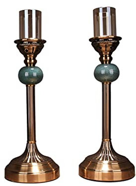 Kerzenständer Nordischer Keramik -Metallkerzenhalter -Säulenkerzenhalter Set zum Abendessen Wohnzimmer Küche Esszimmer Kerzenhalter