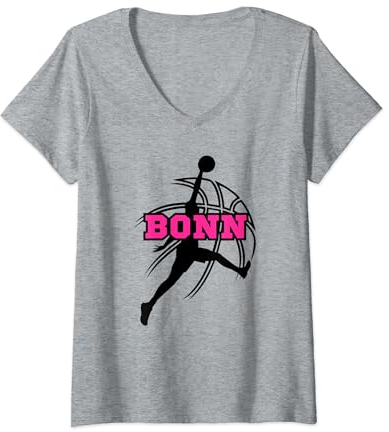 Bonn Basketball Fan Support Rheinland Stadion pink T-Shirt mit V-Ausschnitt