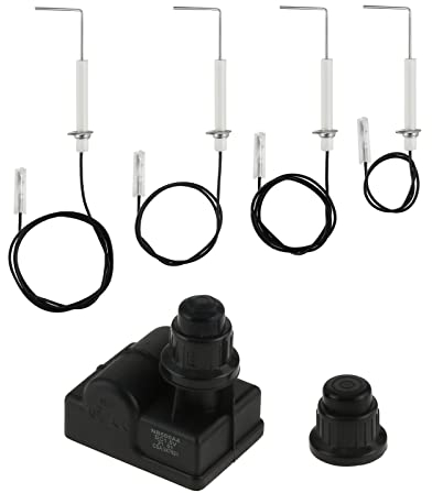 Hicello Grill Zünder Montage-Kit, Gasgrill Funkenerzeuger, elektronische AA Batterie Zünder, Drucktaste BBQ Zünder mit 4PCS Elektrode Zünder Draht kompatibel mit Blackstone 28inch Propan Griddle