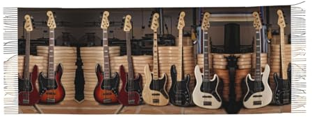 CBLdF Warmer Schal mit Fransen aus Kaschmirimitat für Gitarre, Bass, Musikinstrumente, wärmt Ihren Winter, passt zu Jacken, Mänteln, Anzügen, sehr geeignet für Frühling, Herbst und Winter, Schwarz ,