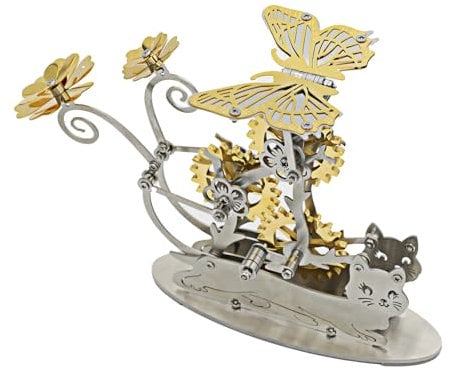 3D Puzzle Modellbausatz Erwachsene Mechanische Punk Metal Katzen Schmetterlings Tanz Windmühle Modellbau Technik Gadgets Basteln Erwachsene (Gold)