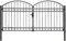 LAPOOH Zauntor Doppelflügel Gewölbte Spitze, Gartentor, Gartentür, Gartentüren, Tor Garten, Gartentüren, Garten Tore, Flügeltore, Stahl 300 x 150 cm Schwarz