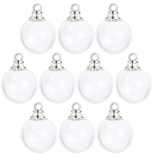 CHGCRAFT 10Pcs Clear Glass globe Charm Screwable Alloy Transparent Glass Pendants, Round Charms Platinum Pendant Kits Glasses Dome for Bracelet Necklace Jewelry Making DIY, 0.75 inch long