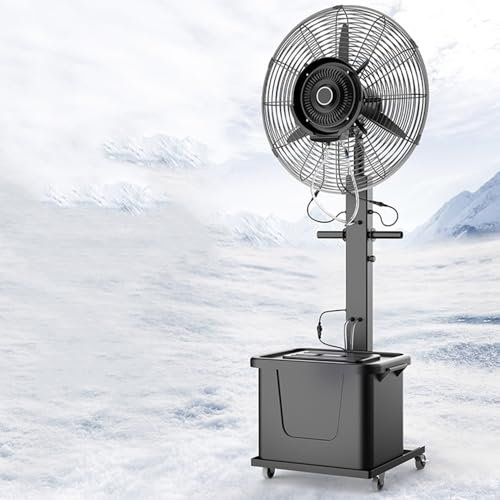 Ventiladores de pedestal Ventilador de nebulización con tanque de agua de 11 galones Ventilador de pulverización industrial con oscilación de 90 grados para patio, garaje, gimnasio, taller V