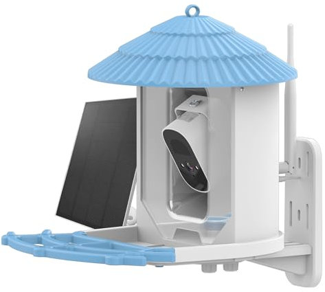 Irishom Intelligentes Vogelfutterhaus mit Kamera + Solarpanel, KI, identifiziert Vogelarten, PIR-Bewegungserkennung, Zwei-Wege-Audio, APP-Steuerung, 2,4 G WLAN, 4 MP-Kamera