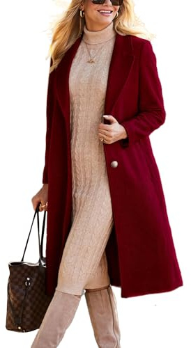 IDEALSANXUN Womens Long Wool Coats Fall Winter Single Breasted Trench Coat Dressy Jackets Peacoat
