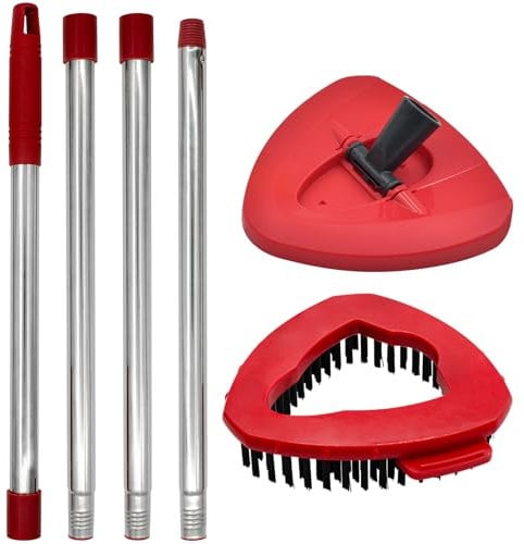 Manico rotante per mocio, base, testa di ricambio compatibile con Vileda Turbo in microfibra EasyWring, 76,2-147,2 cm, manico di ricambio regolabile con spazzola per pulizia profonda del pavimento