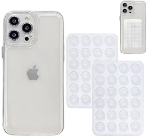 Xzyden 2PCS Silicone Suction Phone Case Mount,Clear Phone Case for iphone 15 Pro with Non Slip Suction Cup Mount,Hands-Free Phones Accessories,Silicon Adhesive Phones Stand for Cover