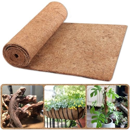 Riare Natural Coco Liner Roll Thicken Coconut Liners for Planter for Flower Basket Liner, Coconut Fiber Pad for Planters Baskets Animal Pet Pad DIY Moss Pole Garden Decoration (16 X 120inches)