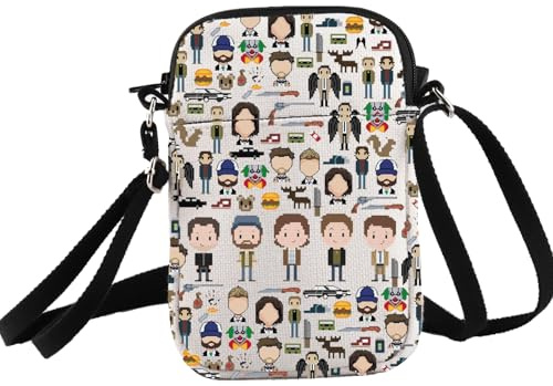 PXTIDY Natürliche TV-Show-inspirierte Umhängetasche, super natürliche Rollen, Cartoon-Muster, Crossbody-Tasche, super natürliches Merch-Geschenk, beige, Small