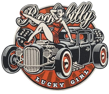 Finally Home Großer Oldtimer Retro Rockabilly Rückenpatch zum Aufbügeln | 80er Motorrad Kutten Patches, Sexy Biker Bügelpatch, Vintage Rückenaufnäher, Große Aufnäher für Männer