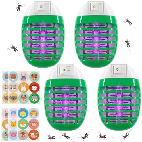 Mückenlampe, 4 Stück Mückenvernichterlampe Elektrisches mit 36 Mückenpflaster, Elektrisch Insekten Mückenfalle, für Fliegen, Mücken, Motten, Küche, für Schlafzimmer, Indoor