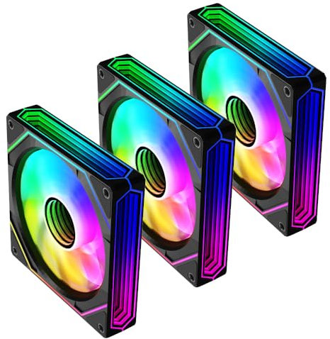 TZMRIT Prism 6 Pro RGB Lüfter 120mm,Drei unendliche Spiegel an der Seite,5V 3PIN ARGB 4PIN PWM Lüfter (BK 1-X3)
