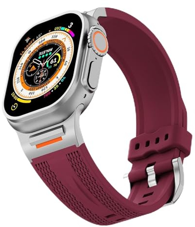 XMKT Correa deportiva adecuada para Apple Watch S10 46mm 49 Ultra S10 42MM 45 44 40 38mm Correa elástica de silicona adecuada para IWatch 10/9/8/7/SE/6/4/5/3(WineRed,S10 42MM)
