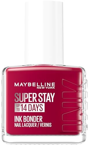 Maybelline New York Super Stay Ink Bonder Nail Polish 501 Cherry Sin - Long Lasting Nail Polish for Strong Nails and Intense Colour, 12.3 ml