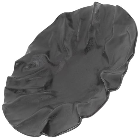 Cabilock Assiette Céramique Design Original Assiette de Service Multifonctionnelle pour Fruits Salades Apéritifs Vaisselle Noire pour Maison Restaurants