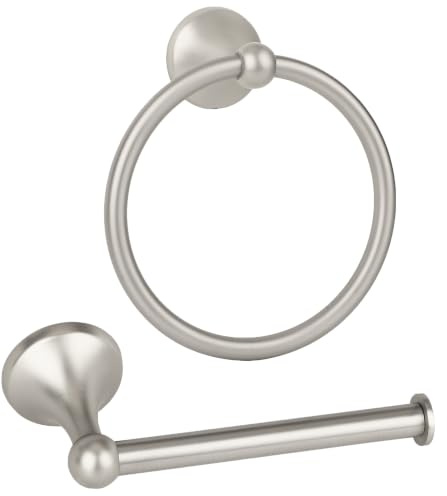 Ntipox Toilettenpapierhalter und Handtuchring für Badezimmer, gebürstetes Nickel