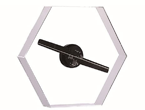 Hologramm Projektor, 3D-Fan-Hologrammprojektor-Sechseck-Bildschirm-Werbe-Logo-Lichtmaschine LED Rotierende Bildgebung mit Schutzhülle(Transparent)