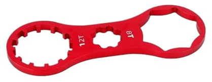 Kurbelentfernungswerkzeug Fahrrad-Federung Vorderradgabel-Kappenschlüssel Extender Spanner Entfernung Installation Reparaturwerkzeug Fahrrad-Kurbelkappenschlüssel 8T/12T 27/28mm(Type 1-Red)