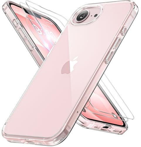 miracase for iPhone 17e & 16e Case with 9H+Screen Protector, Clear | TOP Military-Grade Protection Shockproof Scratch-Resistant with Velvet Touch for iPhone 17e/16e Cover 6.1