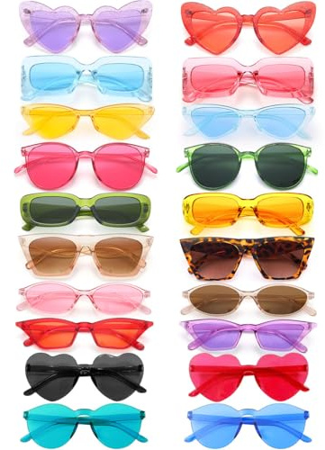 Dwenarry Party Sonnenbrille Damen Bunte Sonnenbrillen Set Vintage Brille Retro Farbig Party Brillen Für Damen Herren 20 Stücke