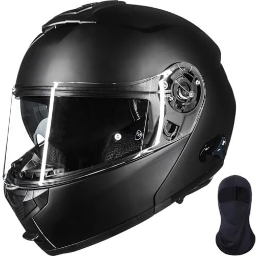ILM Bluetooth Klapphelm Motorrad Damen Herren 159BT | ECE 22.06/DOT, Erwachsene, Intercom für 2-3 Rider, Doppelvisier, Pinlock-30-kompatibel, mit Sturmhaube