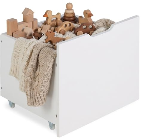 Homestyle4u Bettkasten mit Rollen Bett Schublade Weiß Holz Kiefer Schubkasten ausziehbar Aufbewahrung Bettauszug Stauraum, 3118
