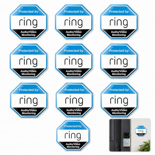 10 Pack 10x10cm PVC Waterproof CCTV Warning Stickers Doorbell Camera Decals | Strong weatherproof self-adhesive, easy peel-and-stick, no residue, deters trespassers, suits doors, windows & walls.