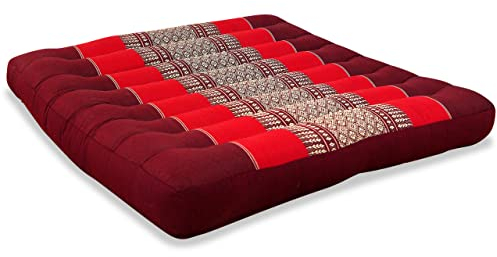 livasia Sitzkissen Stuhlauflage groß - 50x50x6cm - Bodenkissen Indoor/Outdoor, Meditationskissen Yogakissen, Stuhlauflage für Palettenmöbel, Steppkissen für Stuhl und Bank (Rubinrot)
