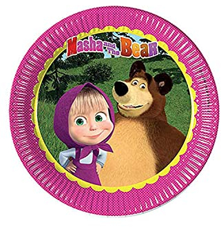 Procos - Piatto 23 centimetri Masha e Orso, Multicolore, 5PR86511