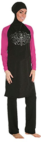 nadamuSum Muslimischen Damen Badeanzug Muslim Islamischen Full Cover Bescheidene Badebekleidung Modest Muslim Swimwear Beachwear Burkini (Int’l – L, Hijab Connected-4)