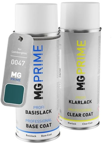 MG PRIME Autolack Sprühdosen Set für Lamborghini 0047 Flip Flop Bleu Pearl Basislack Klarlack Spraydose 400ml