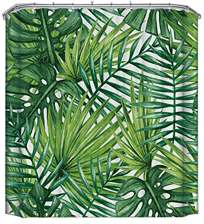 Famibay Mould Proof Fabric Shower Curtain for Bath Waterproof Bathroom Curtain with Hooks (3D-Rainforest)